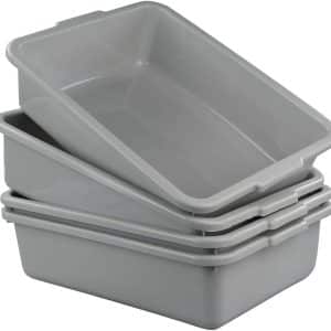 Anbers 13L/Grey Plastic Commercial Bus Box, Wash Tub Basin, 4 Packs