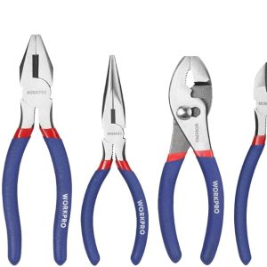 7-piece WORKPRO Pliers Set with Groove Joint, Long Nose, Slip Joint, Linesman, and Diagonal Pliers for DIY & Home Use