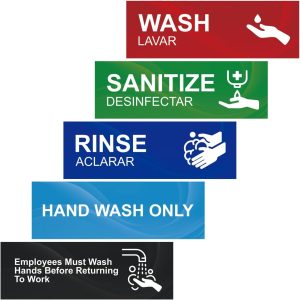 Magicfour Wash Rinse Sanitize Sink Labels, 5 Pack 3 Compartment Sink Waterproof Sticker Signs for Wash Station, Commercial Kitchens, Restaurant, Food Trucks, Busing Stations, Dishwashing