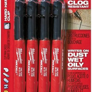 Milwaukee 48-22-3104 Inkzall Point Marker, Fine, Black, 4-Pack