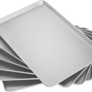 CROSSON 16× 24 Inch Cookie Sheet Pans Set of 6-Baking Tray Jelly Roll Pan Set Commercial Grade Aluminum Coated Statinless Steel Bun Pan for Oven,Freezer,Bakery Hotel Restaurant