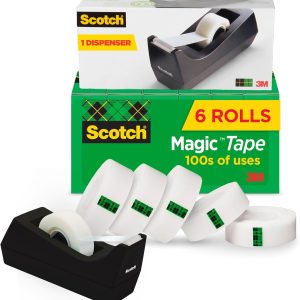 Scotch Magic Tape, 6 Rolls with Dispenser, Numerous Applications, Invisible, Engineered for Repairing, 3/4 x 1000 Inches, Boxed