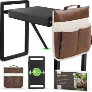 seasky Foldable Garden Kneeling and Seat, Anti-Tipping Gardener Bench Widened Thick Soft Kneeling Pad，Heavy Duty Gardening Stool with Garden Tool Bag, Gardening Gift for Women(Without Gloves)