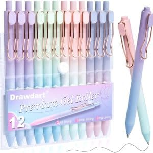 Gel Pens, 12 Pcs Smooth Writing Pens No Bleed & Smear, Black Ink Cute Pens Fine Point (0.5mm), Retractable Aesthetic Journaling Pens School Office Supplies for Women & Men,Cute- Black Ink