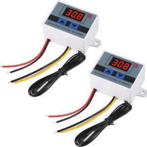 2PCS XH-W3001 Digital LED Temperature Controller Module Digital Thermostat Switch with Waterproof Probe Programmable Heating Cooling Electronic Thermostat Range from -50℃ to 110℃ (12V 10A 120W)