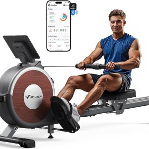 MERACH Rowing Machine, Magnetic Rower Machine for Home, 16 Levels of Quiet Resistance, Dual Slide Rail with Max 350lb Weight Capacity, App Compatible