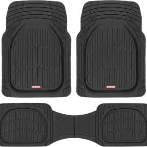 Motor Trend FlexTough Floor Mats for Cars, Black Deep Dish All-Weather Mats, Waterproof Trim-To Fit Automotive Floor Mats for Cars Trucks SUV, Universal Floor Liner Car Accessories
