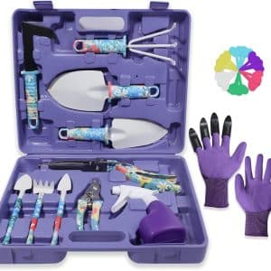 Garden Tool Set, Stainless Steel Heavy Duty Gardening Tools 30 PCS w/Floral Print, Trowel Rake Weeder Pruner Shears Sprayer Digging Claw Gloves, Ideal Gardening Set for Women