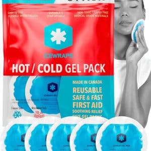 ICEWRAPS Reusable Hot & Cold Gel Packs for Pain Relief - 5 Pack with Cloth Backing for Injuries, Surgery, Toothache (5 Pack)