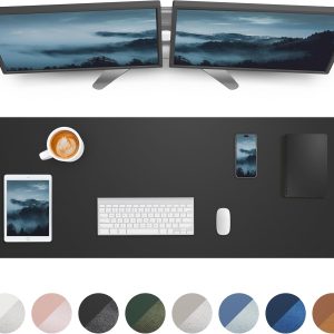 Large Desk pad mat,Mouse Pad,Office Desk Mat, Non-Slip PU Leather Desk Blotter,Large Desk pad,Waterproof Keyboard mat for Office/Home/Decor (Black,48" x 17.2")