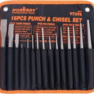 HORUSDY 16-Piece Punch and Chisel Set, Including Taper Punch, Cold Chisels, Pin Punch, Center Punch